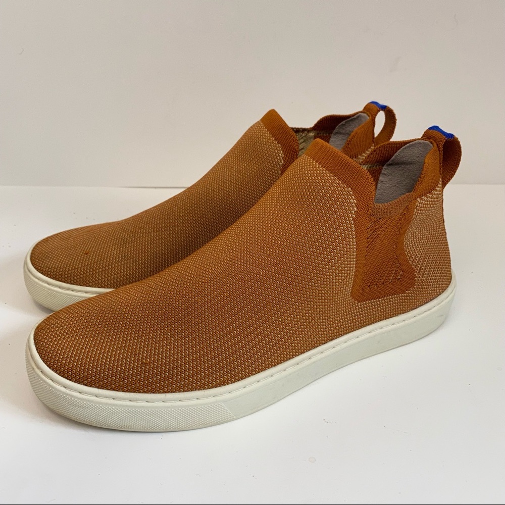 Rothys Pull on Chelsea Boots Ankle Brown Burnt Orange Fawn Size 8